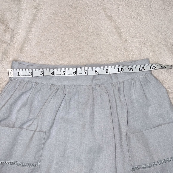 Vintage JR Bentley Light Gray Patch Pocket A-Line Midi Skirt - Size 9/10 - Picture 8 of 10